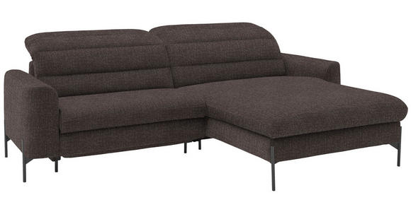 ECKSOFA in Flachgewebe Graubraun 252/191 cm - Graubraun/Schwarz, Design, Textil/Metall (252/191cm) - Dieter Knoll