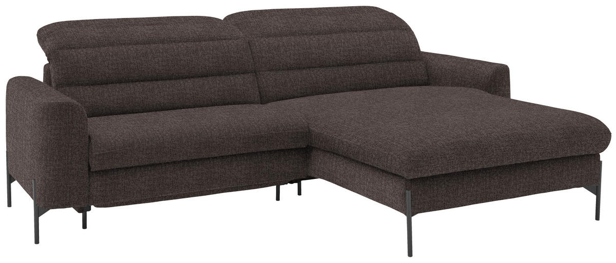 ECKSOFA in Flachgewebe Graubraun  - Graubraun/Schwarz, Design, Textil/Metall (252/191cm) - Dieter Knoll