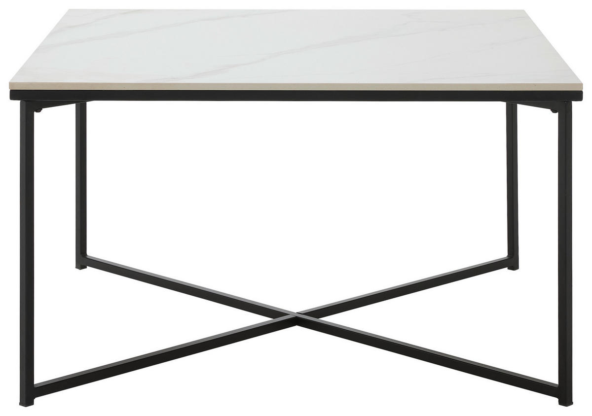 COUCHTISCH 80/45/80 cm quadratisch Schwarz, Weiß  - Schwarz/Weiß, Design, Keramik/Metall (80/45/80cm) - Livetastic