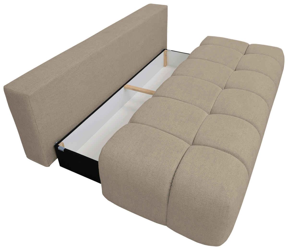 BOXSPRINGSOFA in Chenille Beige  - Beige/Schwarz, MODERN, Kunststoff/Textil (210/72/105cm) - Cantus