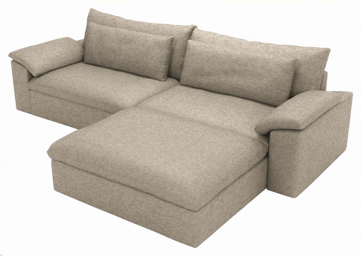 ECKSOFA Flachgewebe Creme  - Creme/Schwarz, Modern, Kunststoff/Textil (306/198cm) - Carryhome