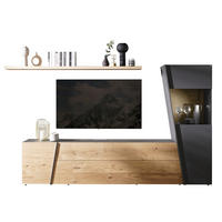 WOHNWAND  Graphitfarben, Wildeiche 285/162/45 cm  - Wildeiche/Anthrazit, Natur, Glas/Holz (285/162/45cm) - Voglauer