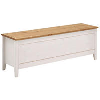 BETTBANK Kiefer Weiß, Laugenfarbig  - Laugenfarbig/Weiß, ROMANTIK / LANDHAUS, Holz (136/47/38cm) - Boxxx