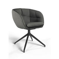 ARMLEHNSTUHL  Beinauswahl, Sitzfläche 360° drehbar, Stoff-/Lederauswahl Jacquard  Graphitfarben  - Graphitfarben/Schwarz, Design, Textil/Metall (62/81/63cm) - Dieter Knoll