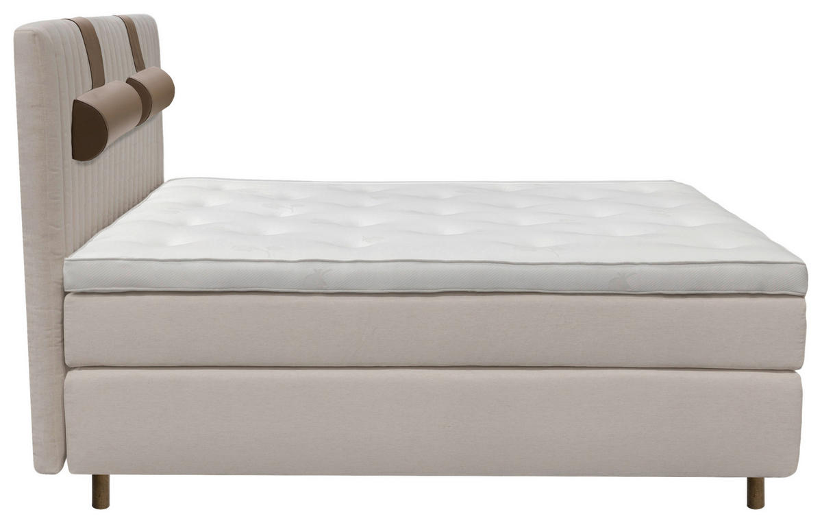 KONTINENTALSÄNG 160/200 cm  i brun, beige  - beige/brun, Klassisk, metall/trä (160/200cm) - Cassando
