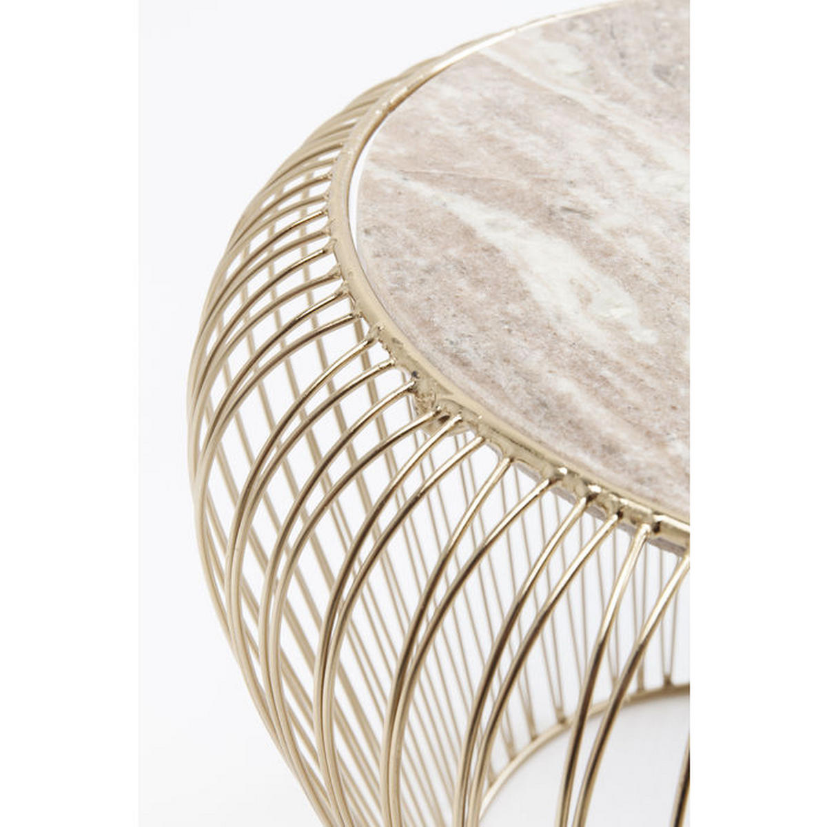 BEISTELLTISCH in Metall 43/43/35 cm  - Messingfarben/Creme, Trend, Stein/Metall (43/43/35cm) - Kare-Design