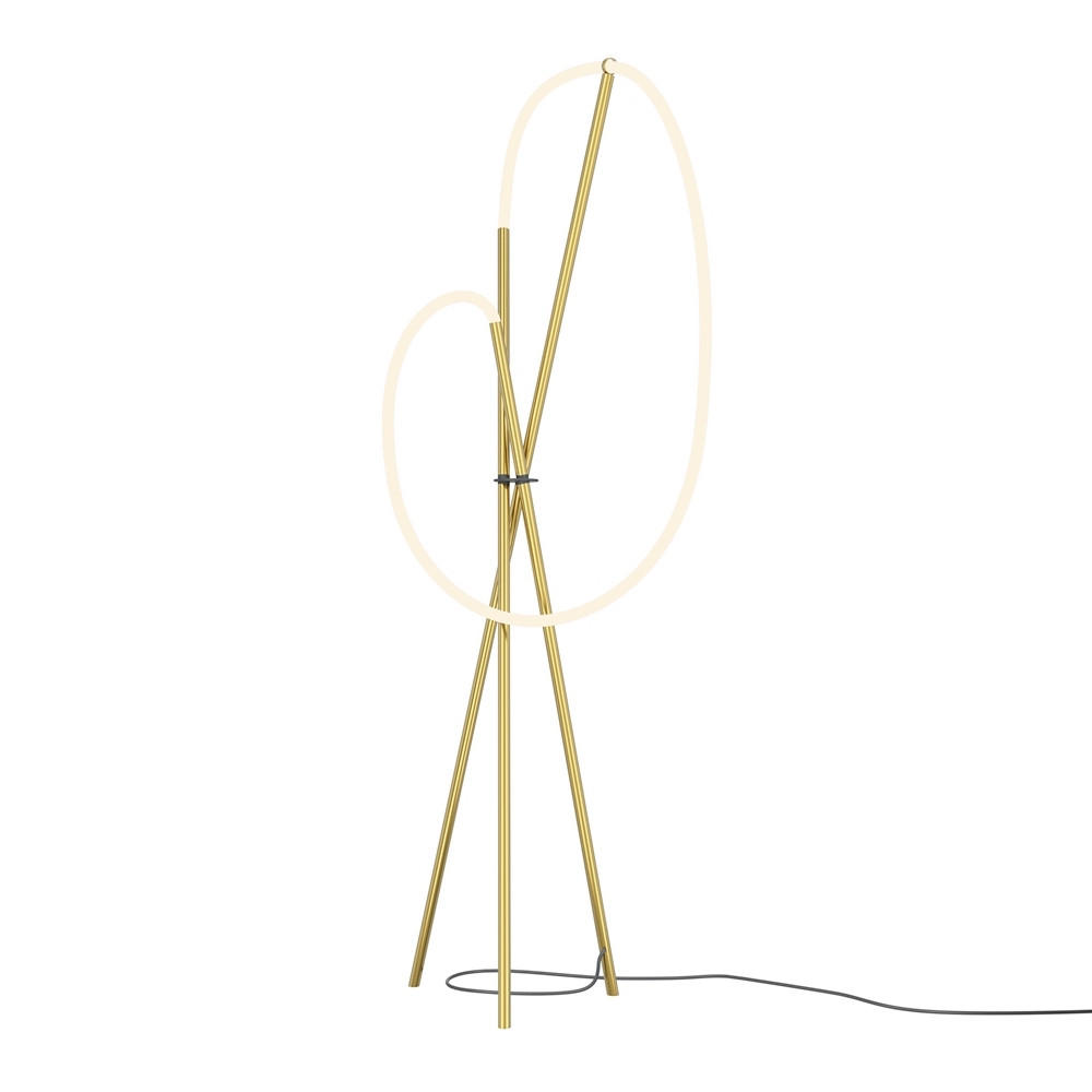 LED-STEHLEUCHTE Crochet 45/162 cm   - Messingfarben/Weiß, Design, Kunststoff/Metall (45/162cm) - MAYTONI