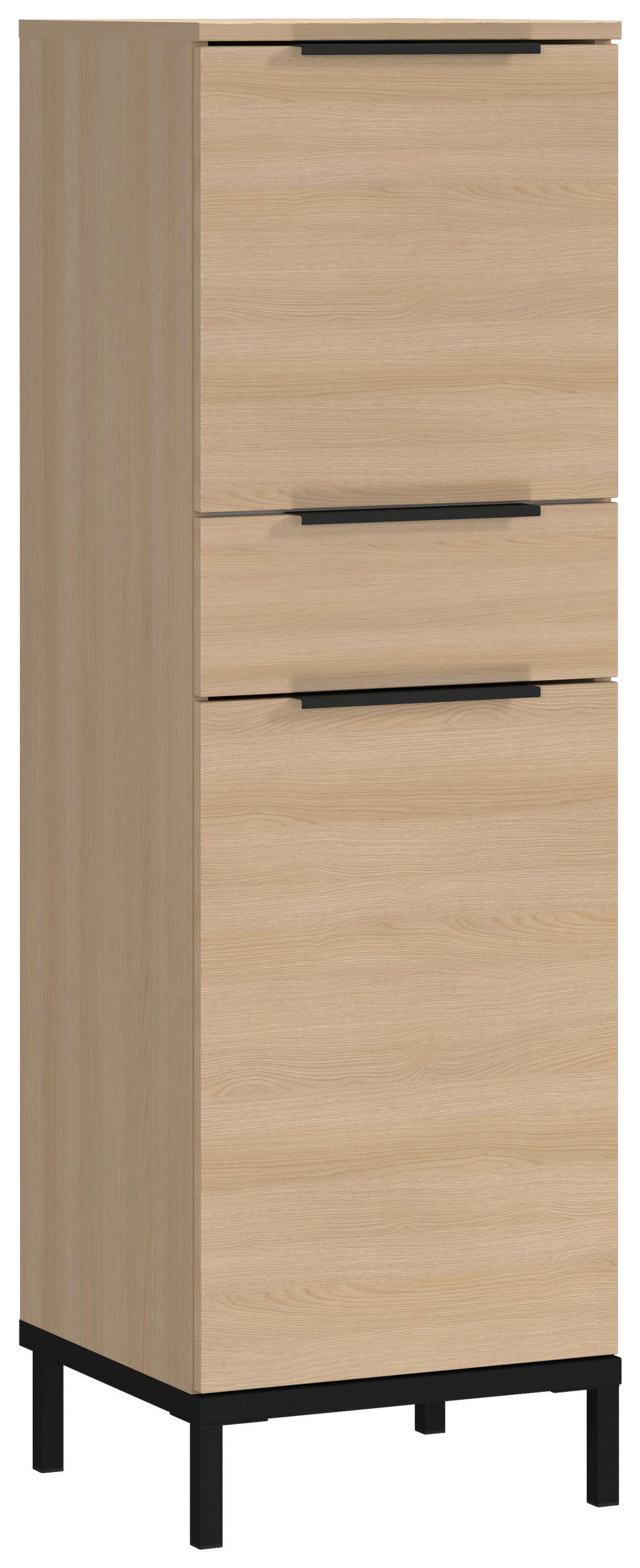 MIDISCHRANK 38/120/38 cm  - Eichefarben/Schwarz, MODERN, Holzwerkstoff/Metall (38/120/38cm) - Xora