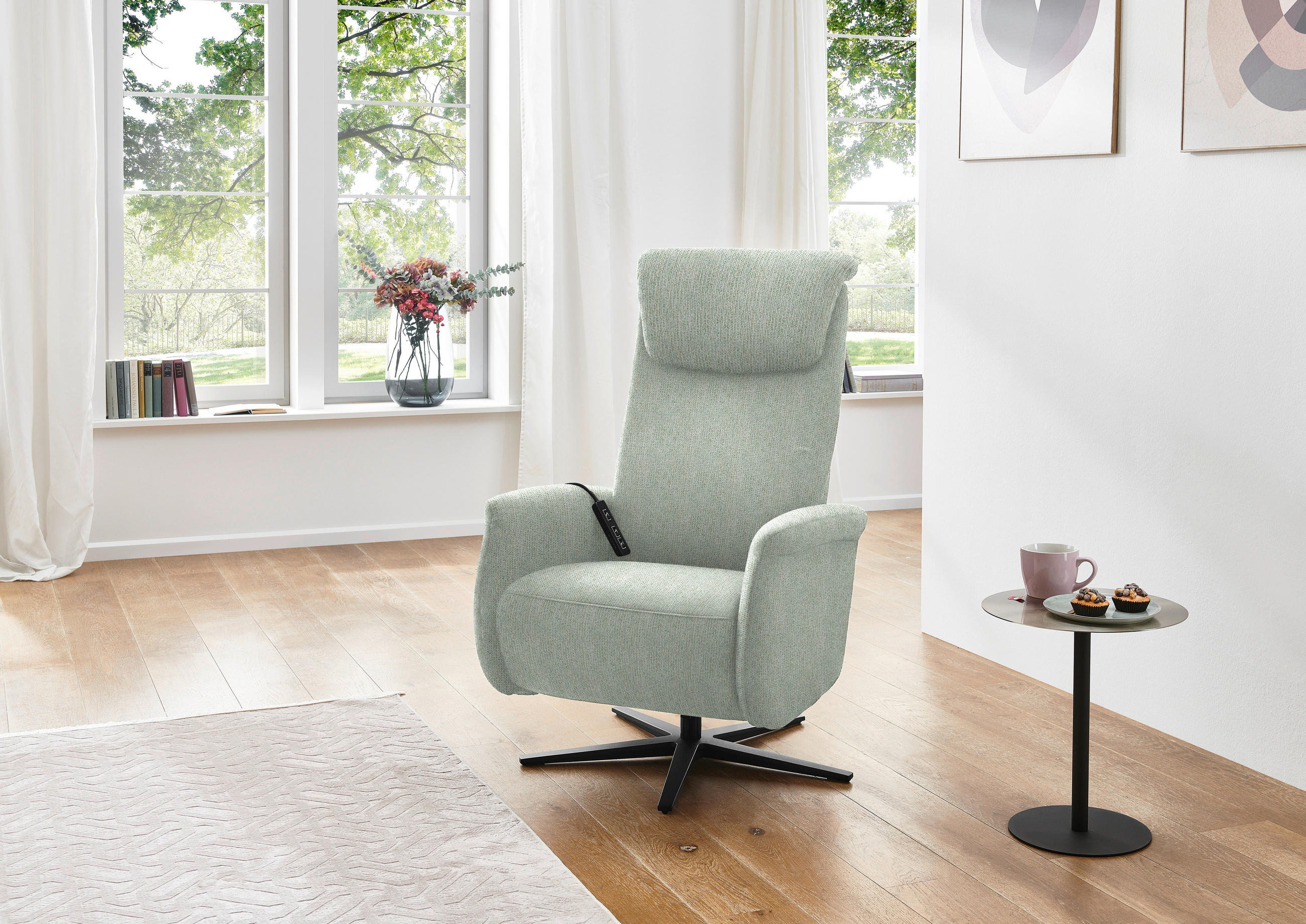 RELAXSESSEL in Textil Platinfarben  - Platinfarben/Schwarz, Design, Textil/Metall (77/115/89cm) - Pure Home Comfort