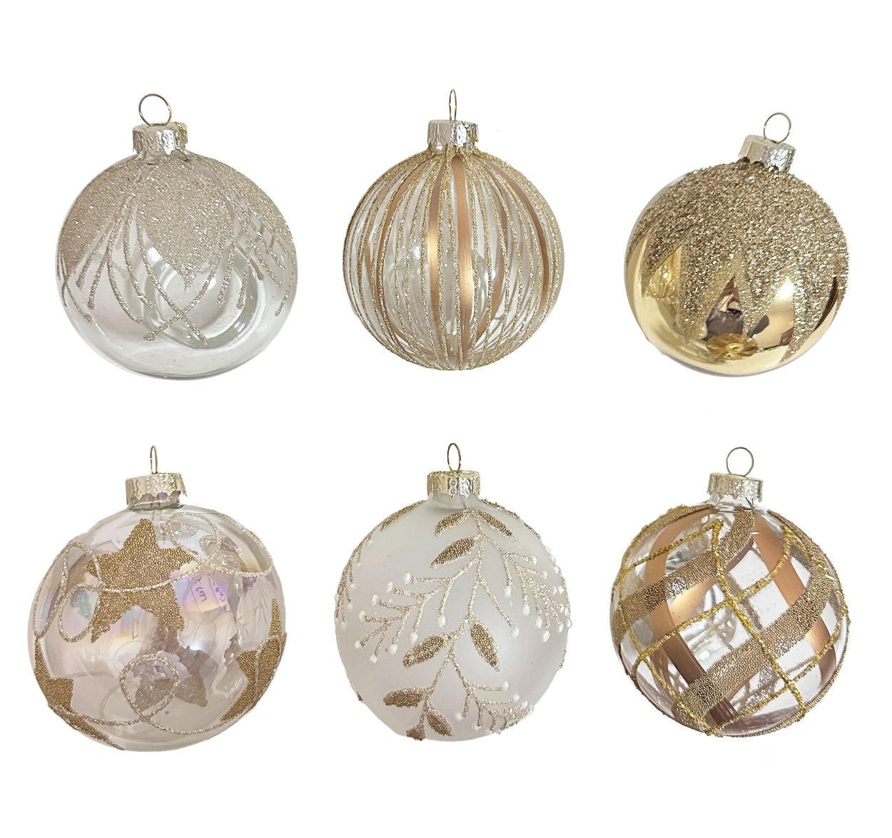 KROGLICA ZA BOŽIČNO JELKO - zlate barve/bela, Trendi, kovina/umetna masa (8cm) - X-Mas