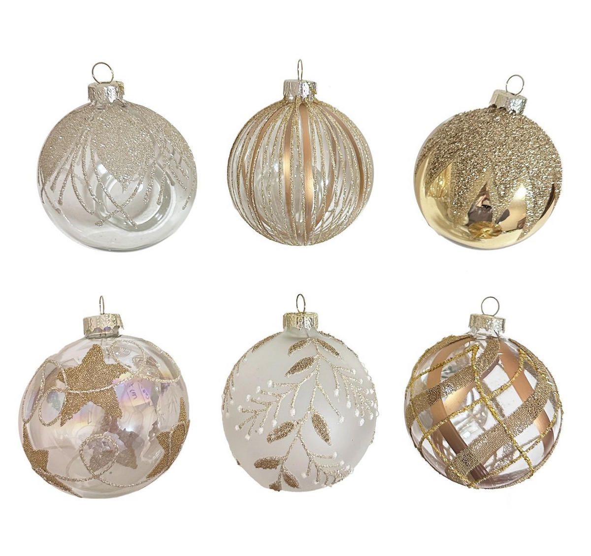 KROGLICA ZA BOŽIČNO JELKO - zlate barve/bela, Trendi, kovina/umetna masa (8cm) - X-Mas