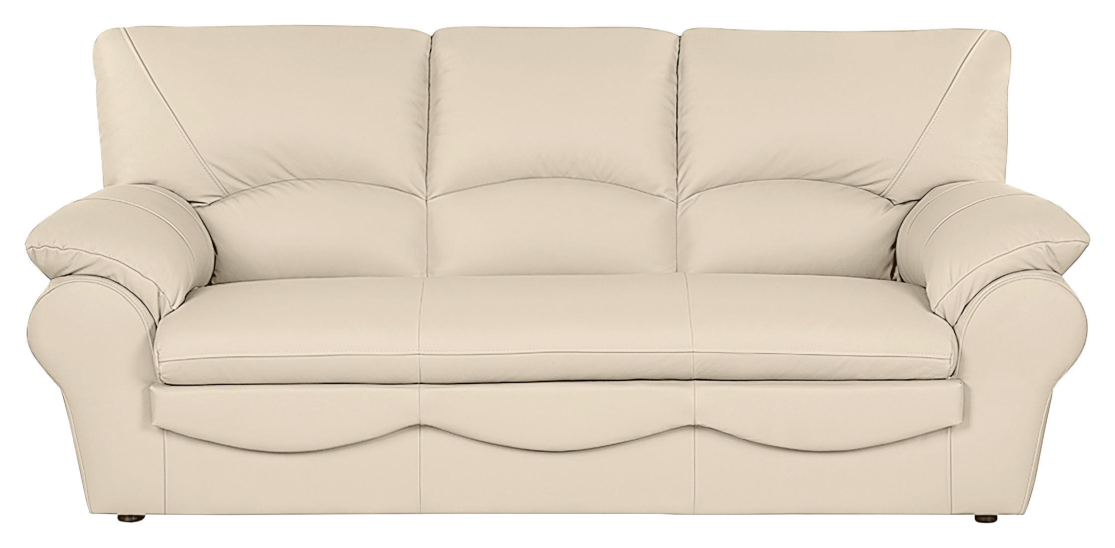 3-SITZER-SOFA Echtleder Beige  - Beige/Schwarz, Design, Leder/Kunststoff (205/92/85cm) - Livetastic