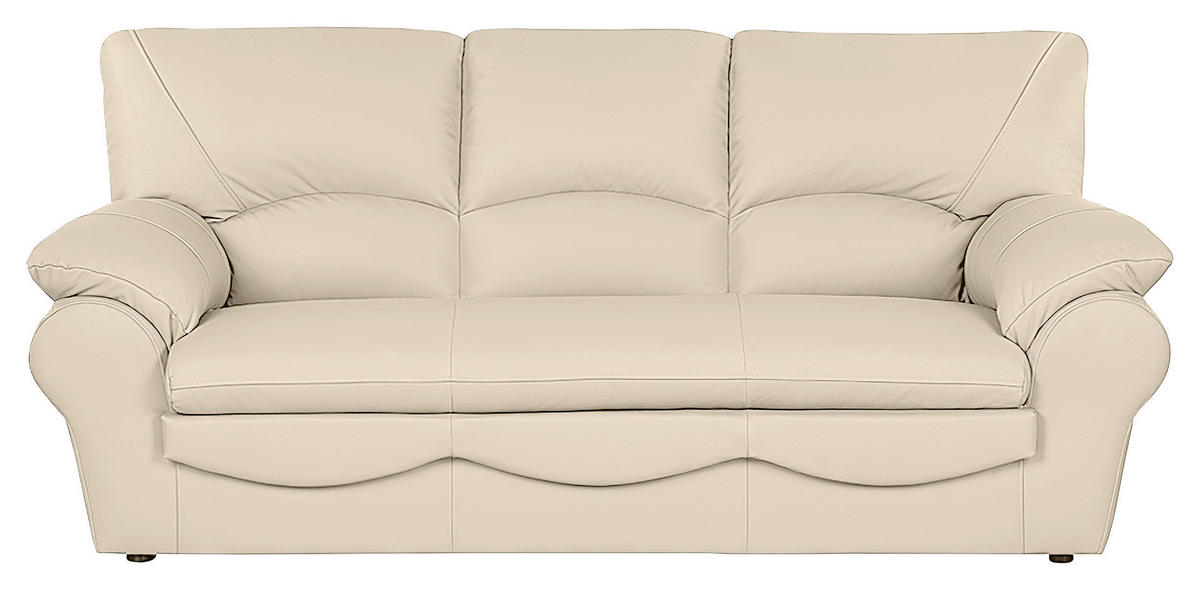 3-SITZER-SOFA in Echtleder Beige  - Beige/Schwarz, Design, Leder/Kunststoff (205/92/85cm) - Livetastic
