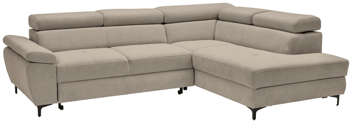 ECKSOFA inkl. Funktion COMBO Schlammfarben Flachgewebe  - Schlammfarben/Schwarz, Design, Textil/Metall (266/206cm) - Stylife