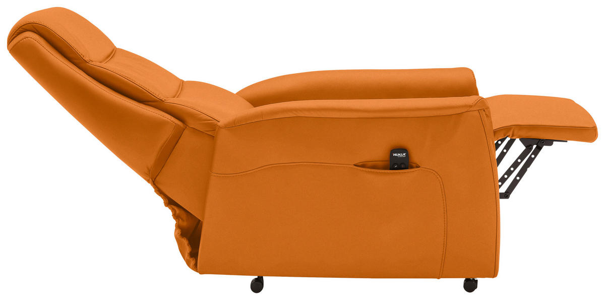 FERNSEHSESSEL Valdera  mit Relaxfunktion, Aufstehhilfe, Rücken echt Echtleder Orange  - Schwarz/Orange, KONVENTIONELL, Leder/Kunststoff (70/107/88cm) - Livetastic