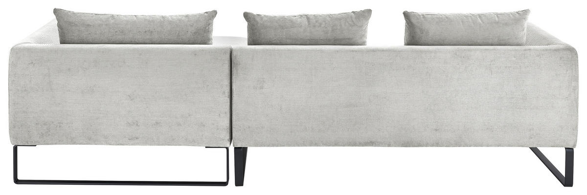 ECKSOFA Hellgrau Cord  - Hellgrau/Schwarz, KONVENTIONELL, Textil/Metall (284/178cm) - Hom`in