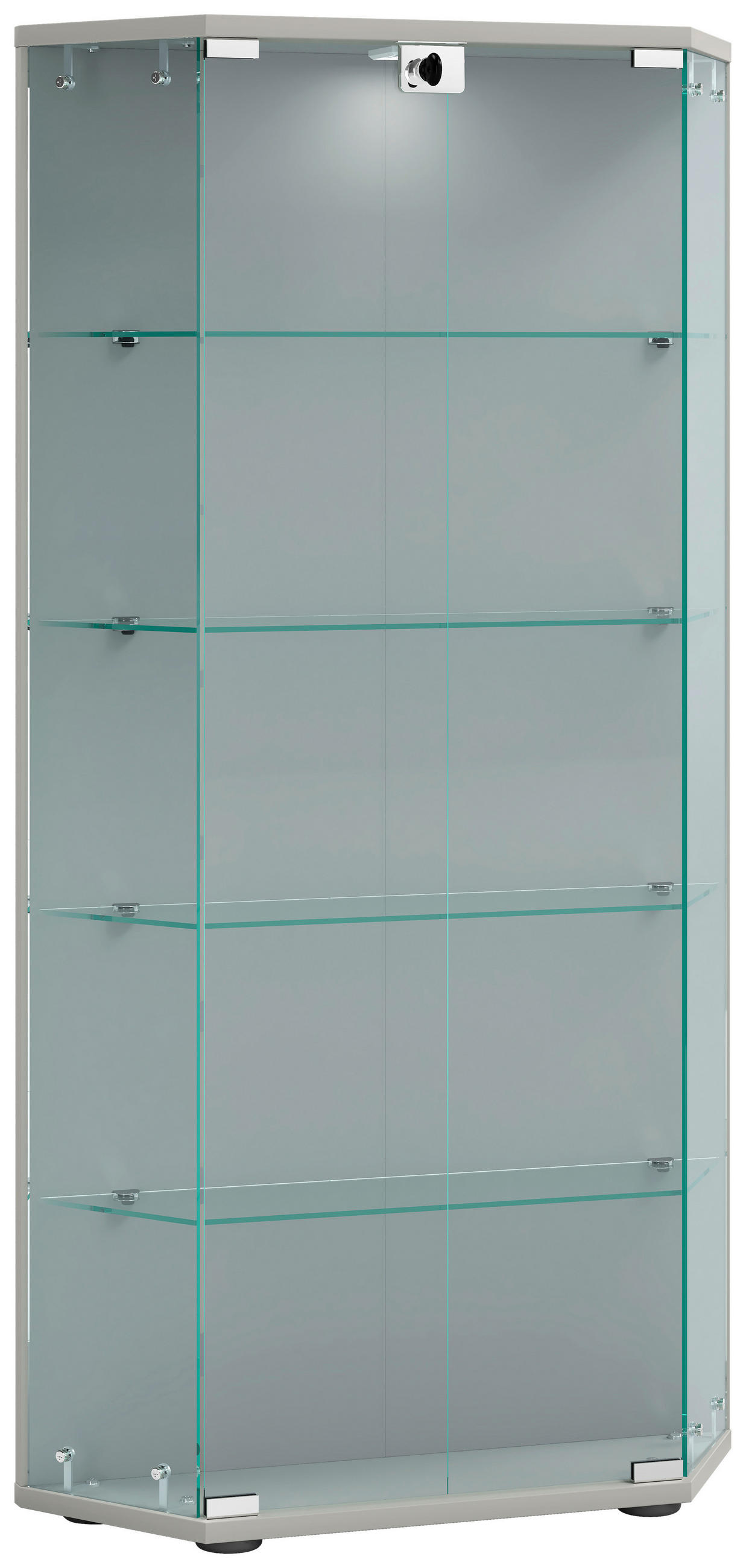 VITRINE in Silberfarben  - Transparent/Silberfarben, Design, Glas/Holzwerkstoff (83/114/17cm) - MID.YOU