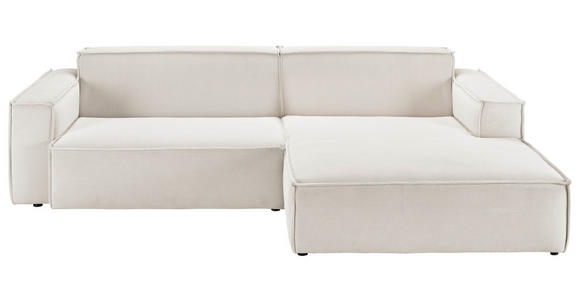 ECKSOFA in Feincord Weiß  276/168 cm  - Schwarz/Weiß, KONVENTIONELL, Kunststoff/Textil (276/168cm) - Hom`in