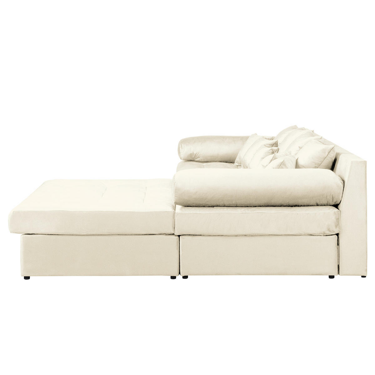 ECKSOFA Velours Beige  - Beige/Schwarz, Design, Kunststoff/Textil (284/243cm) - P & B