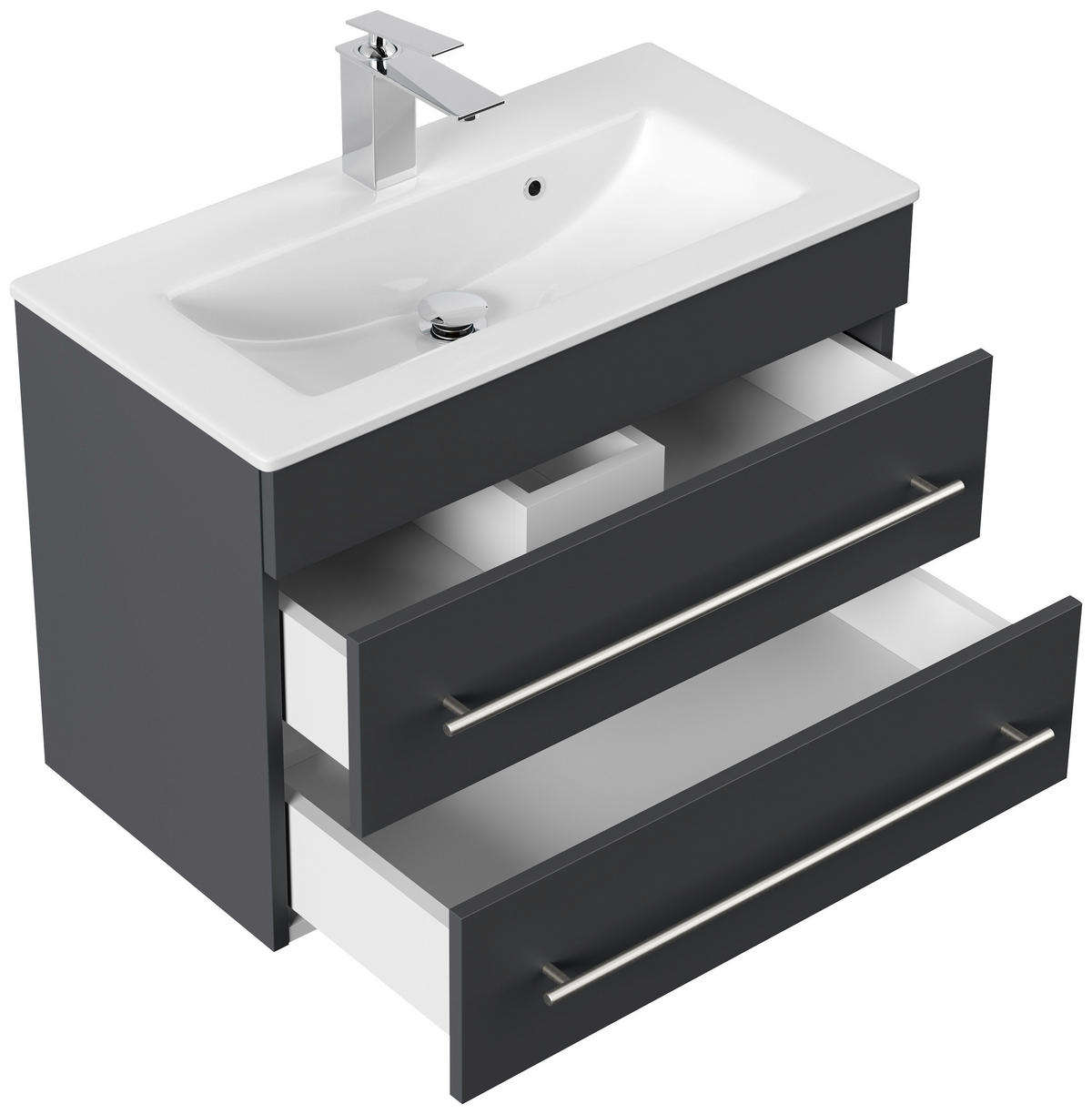 BADEZIMMER  in 70,4 cm  - Weiß Hochglanz/Silberfarben, MODERN, Keramik/Holzwerkstoff (70,4cm) - MID.YOU