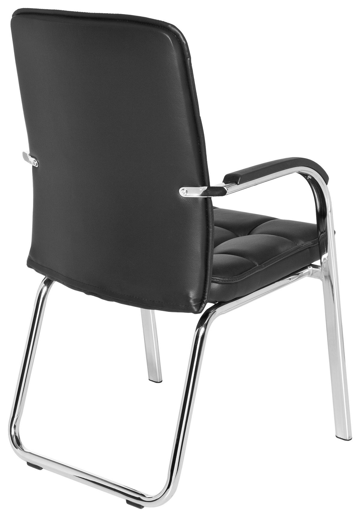 BESUCHERSTUHL  in Lederlook Schwarz  - Chromfarben/Schwarz, MODERN, Kunststoff/Textil (54/93/44cm) - MID.YOU
