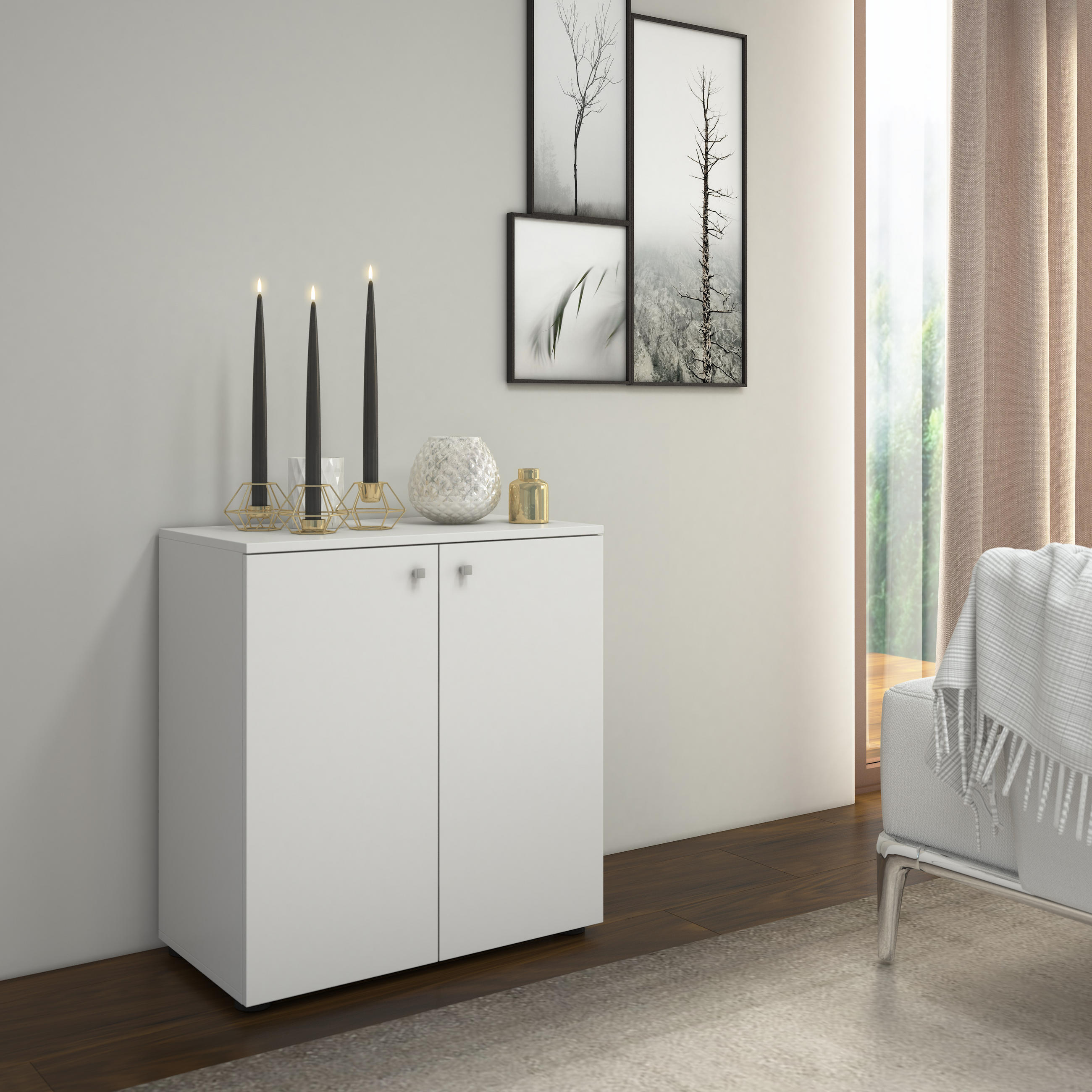 KOMMODE 70/74/40 cm  - Silberfarben/Schwarz, Basics, Holzwerkstoff/Kunststoff (70/74/40cm) - MID.YOU
