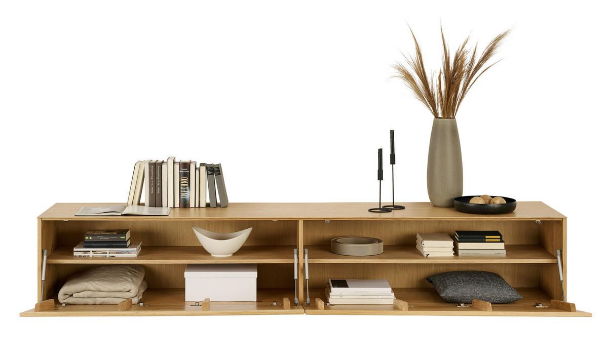 NÍZKA KOMODA, dub, farba duba, 242/44/50 cm - čierna/farba duba, Design, drevo/kompozitné drevo (242/44/50cm) - Dieter Knoll