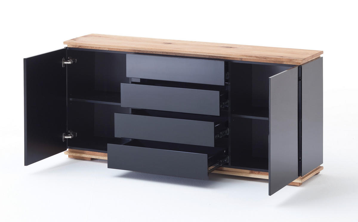 SIDEBOARD Chiaro  in 172/81/40 cm  - Eichefarben/Schwarz, Design, Holz/Holzwerkstoff (172/81/40cm)