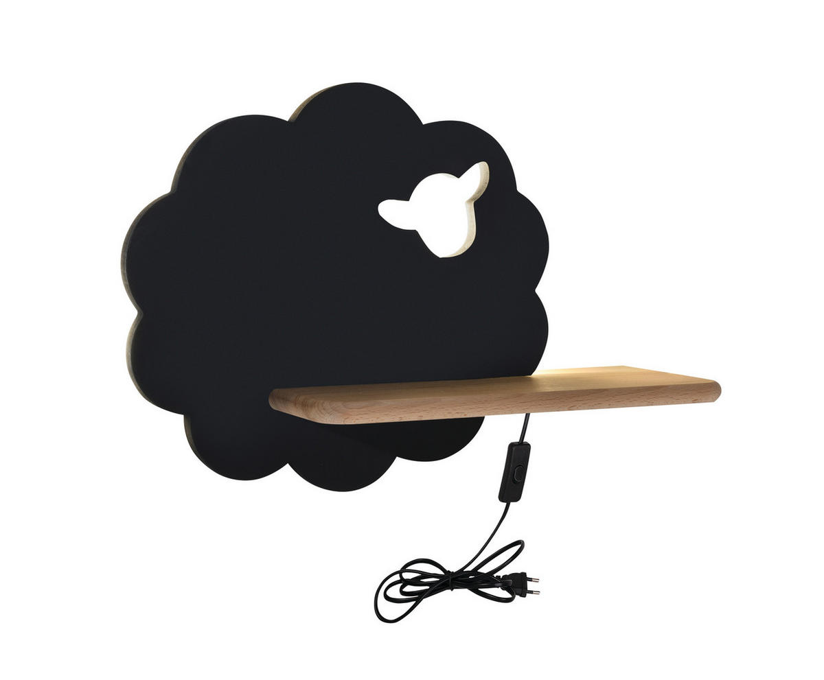 KINDERWANDLEUCHTE 36/12/24 cm   - Schwarz, Basics, Holz/Holzwerkstoff (36/12/24cm)