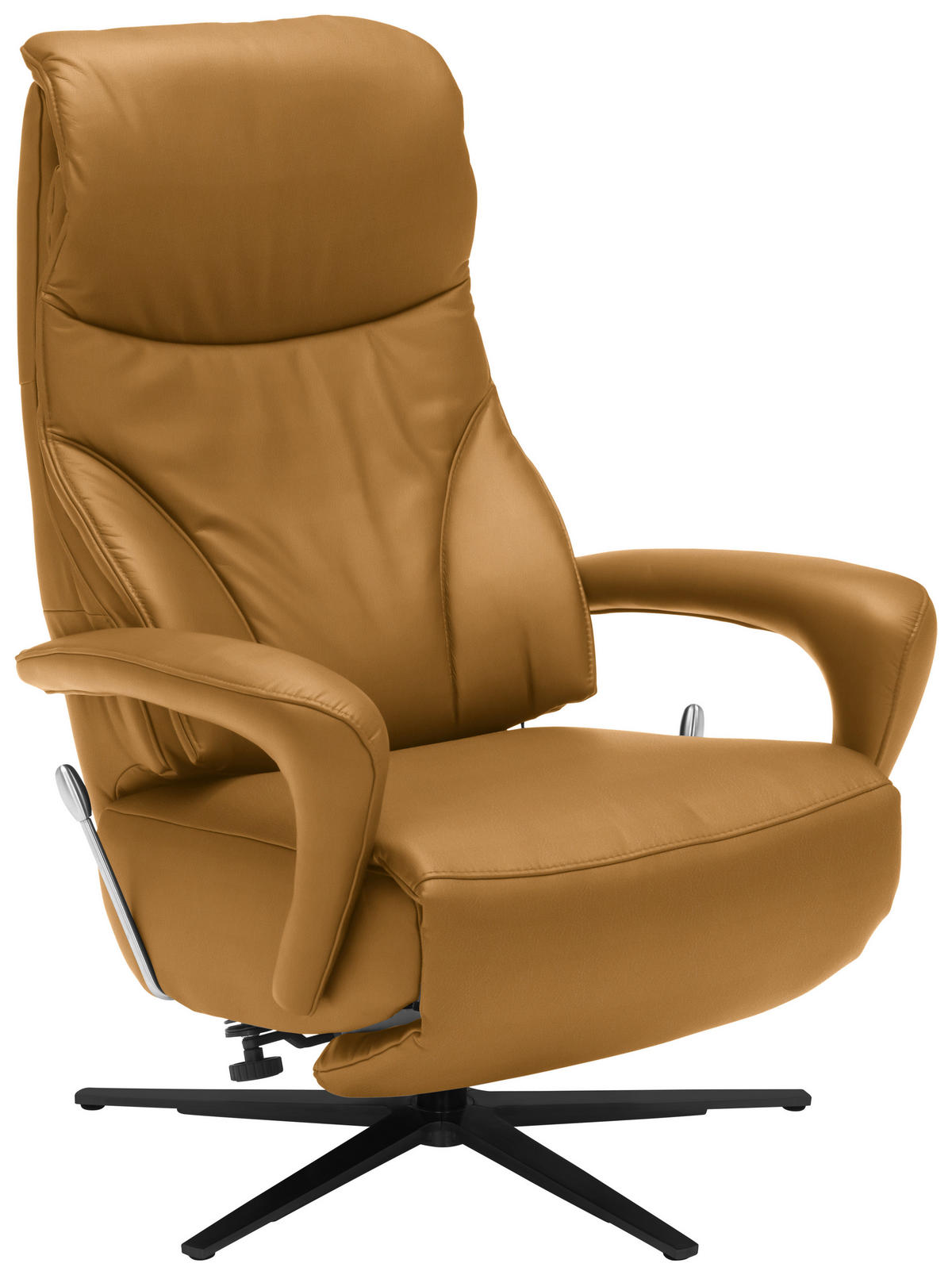 RELAXSESSEL in Leder Currygelb  - Currygelb/Schwarz, Design, Leder/Metall (75/106/88cm) - Dieter Knoll