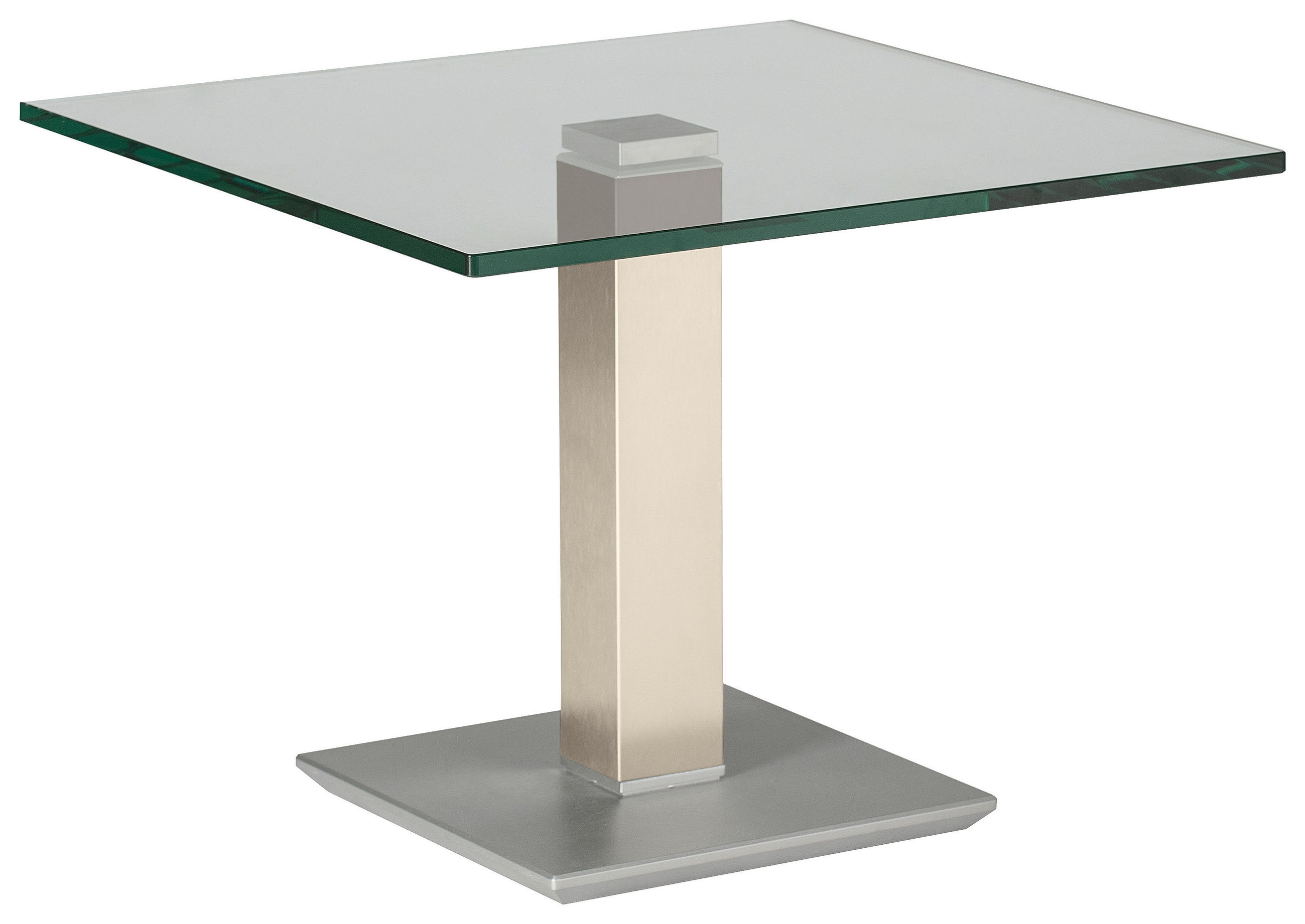 BEISTELLTISCH 60/60/46-65 cm Creme, Weiß, Edelstahlfarben quadratisch  - Edelstahlfarben/Creme, Design, Glas/Kunststoff (60/60/46-65cm)