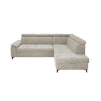 ECKSOFA Naturfarben Chenille Bettkasten, Schlaffunktion, Rücken echt, Kopfteilverstellung, Liegefläche im Originalstoff  - Schwarz/Naturfarben, KONVENTIONELL, Textil/Metall (265/206cm) - Carryhome