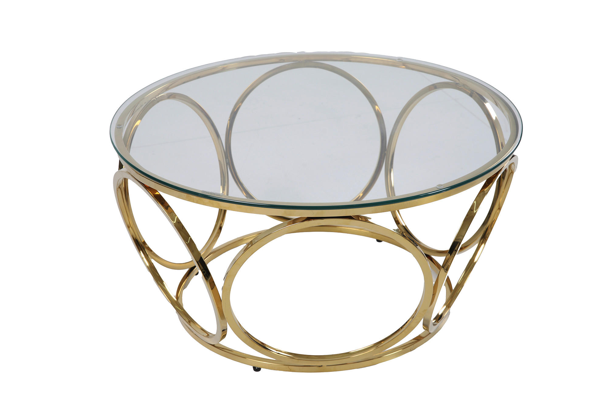 COUCHTISCH Sicherheitsglas, Klarglas 80/80/40 cm rund Klar, Goldfarben  - Klar/Goldfarben, Design, Glas/Metall (80/80/40cm) - Livetastic