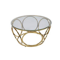 COUCHTISCH Sicherheitsglas, Klarglas 80/80/40 cm rund Klar, Goldfarben  - Klar/Goldfarben, Design, Glas/Metall (80/80/40cm) - Livetastic