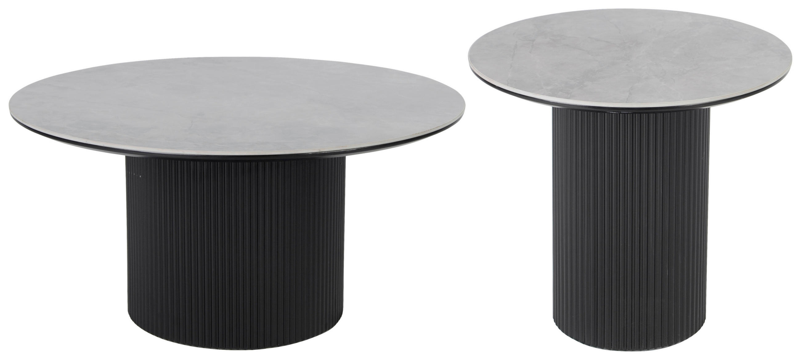 BEISTELLTISCH 50/50/45 cm Schwarz, Hellgrau rund  - Hellgrau/Schwarz, Design, Keramik/Holzwerkstoff (50/50/45cm) - Stylife