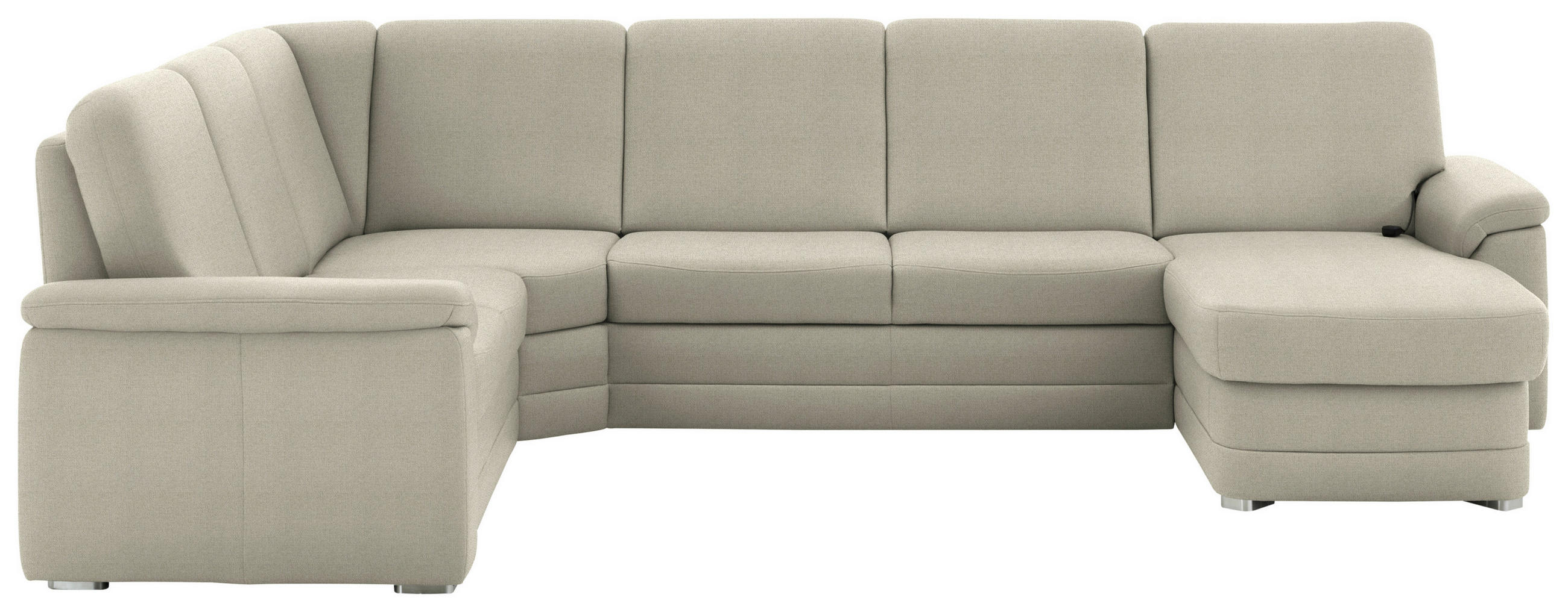 WOHNLANDSCHAFT Chenille Silberfarben  - Silberfarben/Alufarben, Konventionell, Holz/Textil (235/329/160cm) - Beldomo Comfort