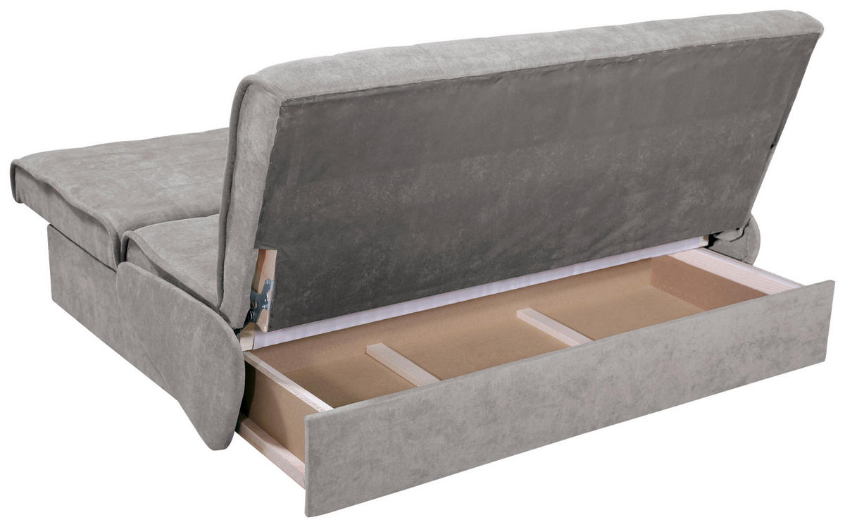 ZOFA S POSTELJNO FUNKCIJO,  siva tekstil  - siva/črna, Konvencionalno, tekstil (166/87/110cm) - Boxxx