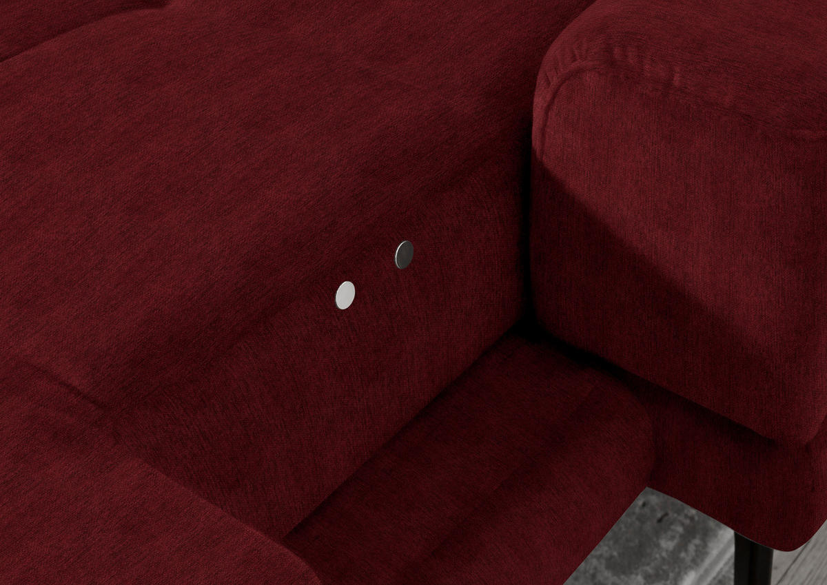ECKSOFA in Flachgewebe Bordeaux  - Bordeaux/Schwarz, Design, Textil/Metall (309/190cm) - Beldomo Style