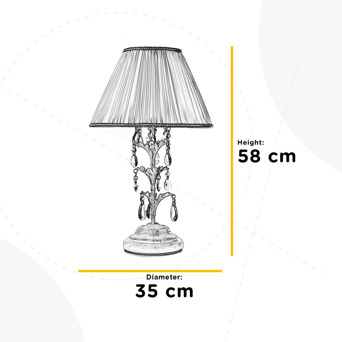 TISCHLEUCHTE 35/58 cm   - Weiß, ROMANTIK / LANDHAUS, Glas/Textil (35/58cm)