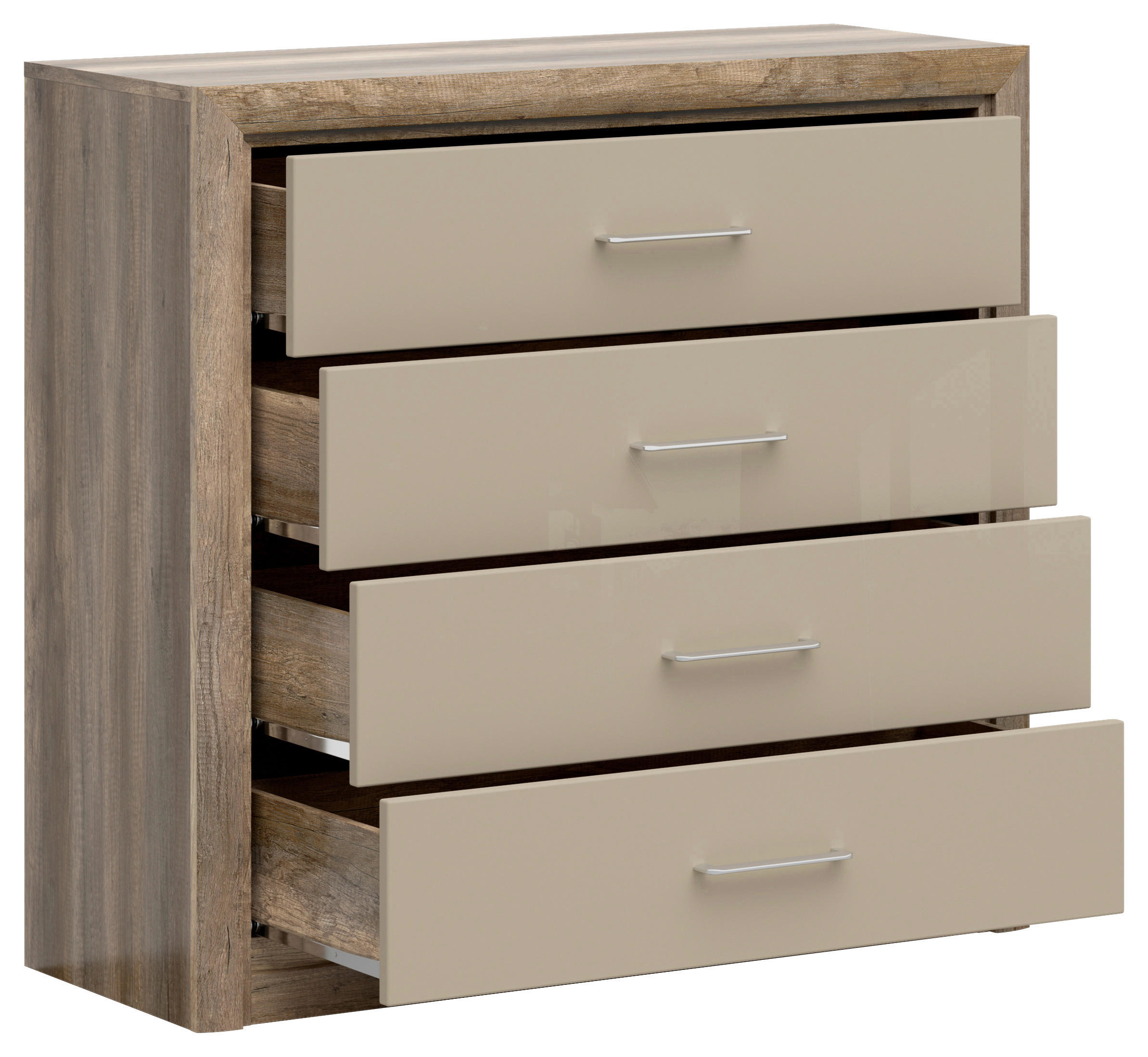 KOMMODE 103,5/96,5/40 cm  in Eichefarben, Sandfarben  - Sandfarben/Eichefarben, Design, Holzwerkstoff/Metall (103,5/96,5/40cm)