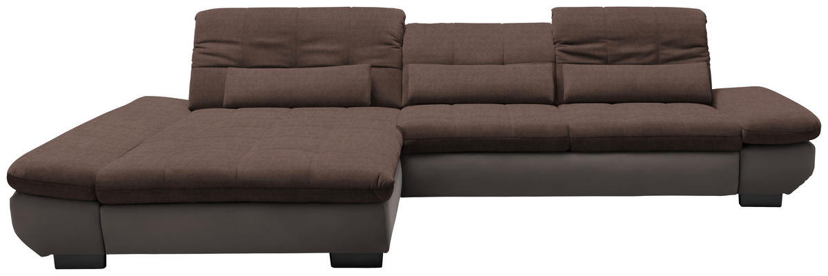 ECKSOFA in Mikrofaser Hellbraun  - Hellbraun/Schwarz, Design, Textil/Metall (204/341cm) - Xora