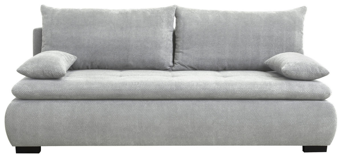 SCHLAFSOFA in Webstoff, Plüsch Hellgrau  - Hellgrau/Schwarz, Konventionell, Textil (203/72-96/98cm) - Novel