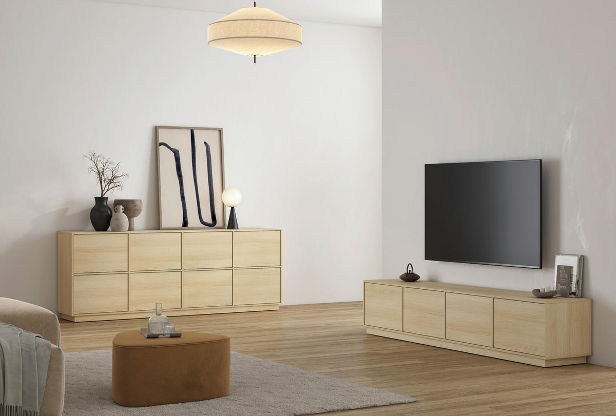 SIDEBOARD Japandi  in 220,5/82,5/41,5 cm  - Eichefarben, Design, Holzwerkstoff (220,5/82,5/41,5cm) - MID.YOU