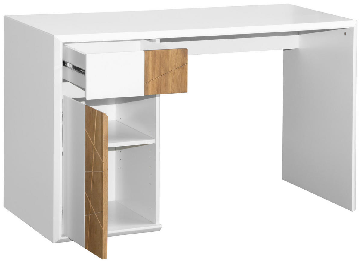 SCHREIBTISCH  in Weiß, Eichefarben  - Eichefarben/Weiß, MODERN, Holz/Holzwerkstoff (121/76/58cm) - MID.YOU