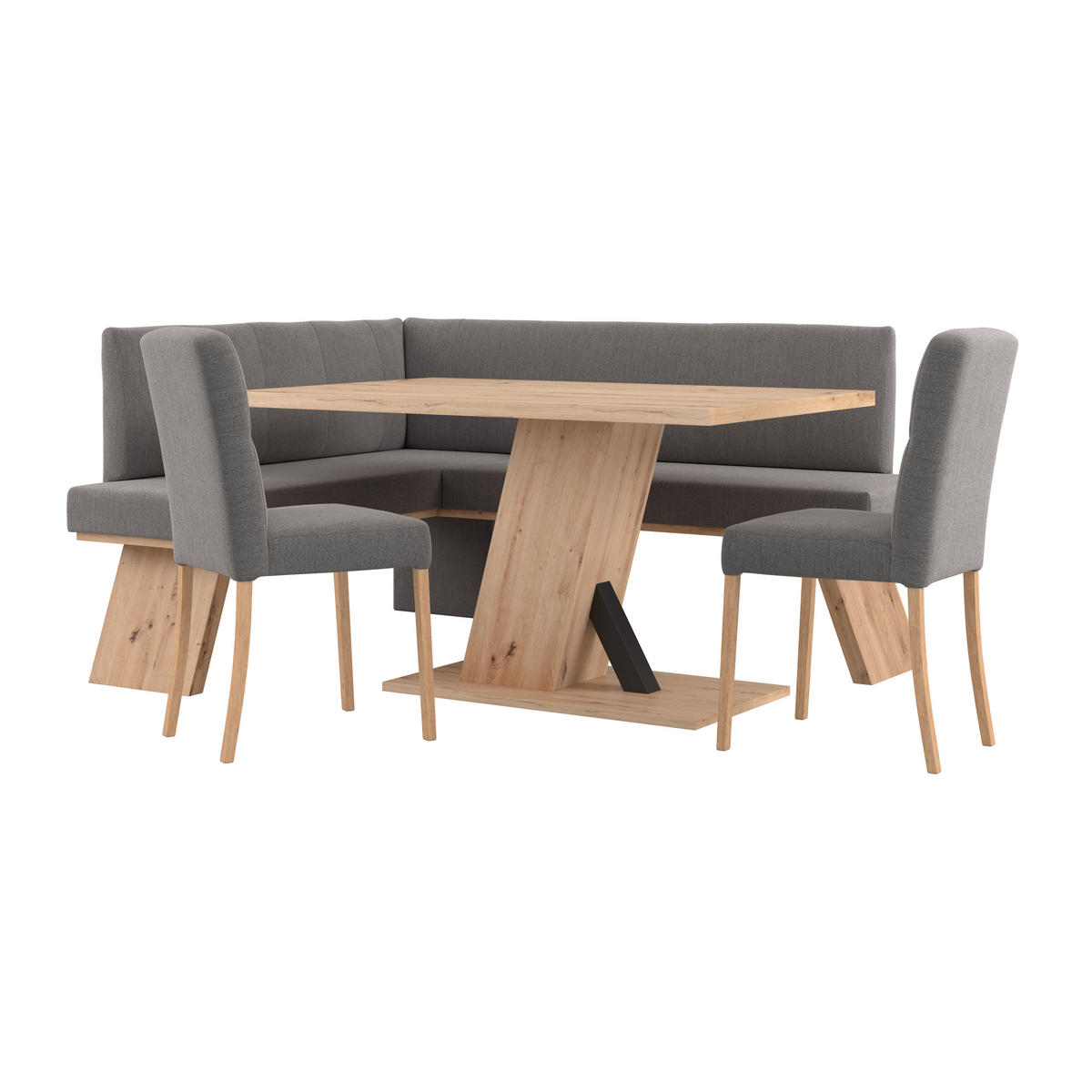 ECKBANK 150/185 cm Webstoff Grau   - Eichefarben/Grau, KONVENTIONELL, Textil (150/185cm) - Livetastic