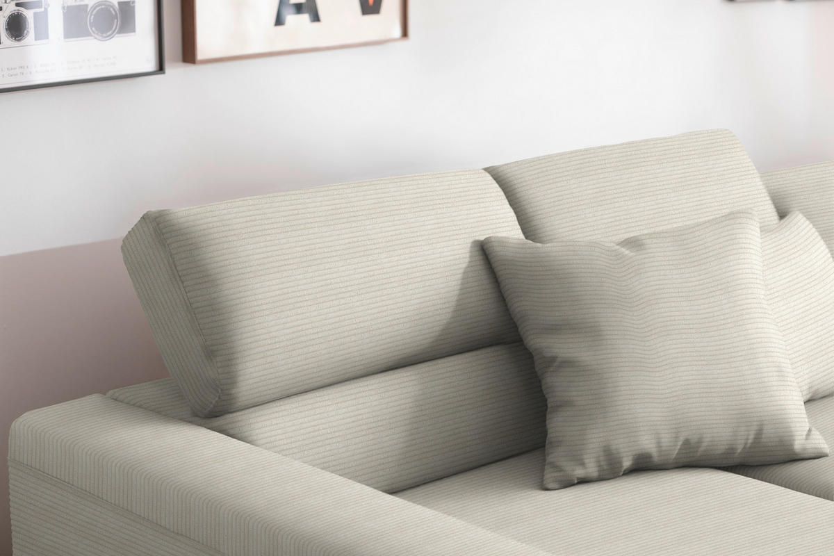 ECKSOFA Cord Naturfarben  - Schwarz/Naturfarben, Design, Textil/Metall (215-217/293cm) - Schöner Wohnen