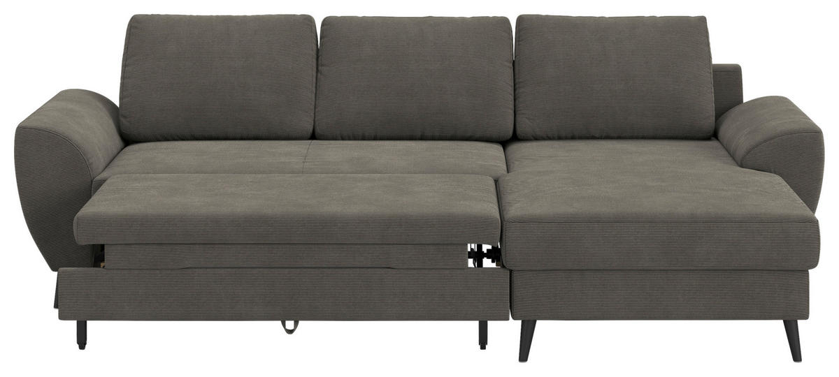 ECKSOFA Cord Anthrazit  - Anthrazit/Schwarz, Trend, Textil/Metall (255/154cm) - MID.YOU