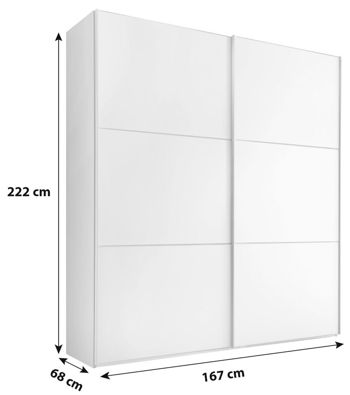 SCHWEBETÜRENSCHRANK in Weiss  - Weiss/Alufarben, Modern (167/222/68cm) - MID.YOU
