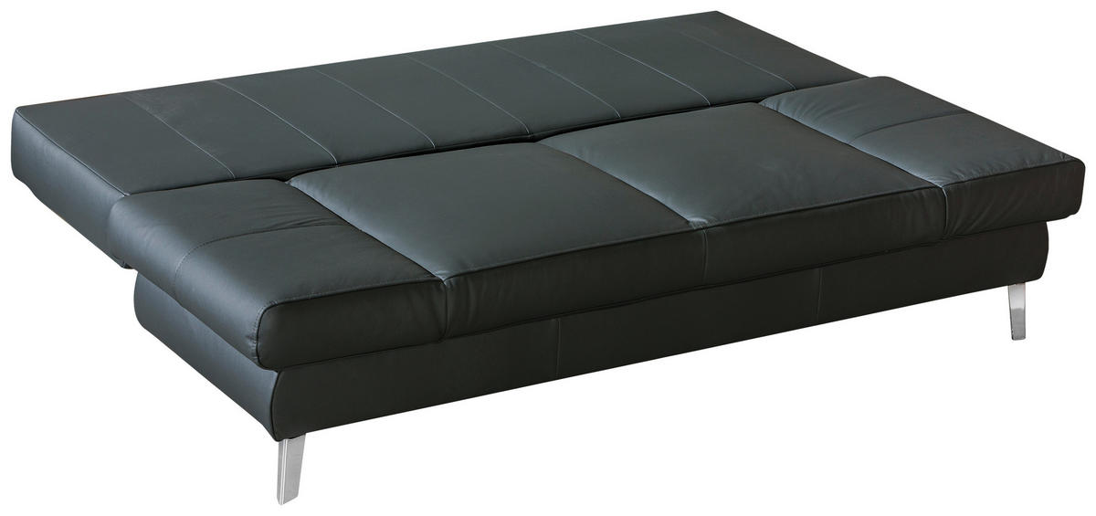 SCHLAFSOFA in Echtleder Anthrazit  - Chromfarben/Anthrazit, Konventionell, Leder/Metall (200/85/90cm) - Novel