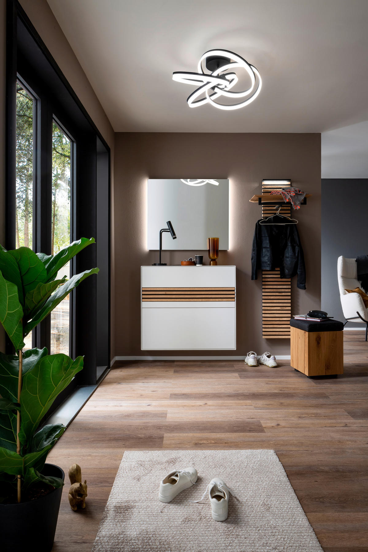 SCHUHSCHRANK 98/88/20 cm  - Eichefarben/Weiß, Design, Holz (98/88/20cm) - Schöner Wohnen